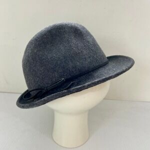 Eddie Bauer Charcoal Gray Wool Fedora Hat‎ Womens L XL Unisex